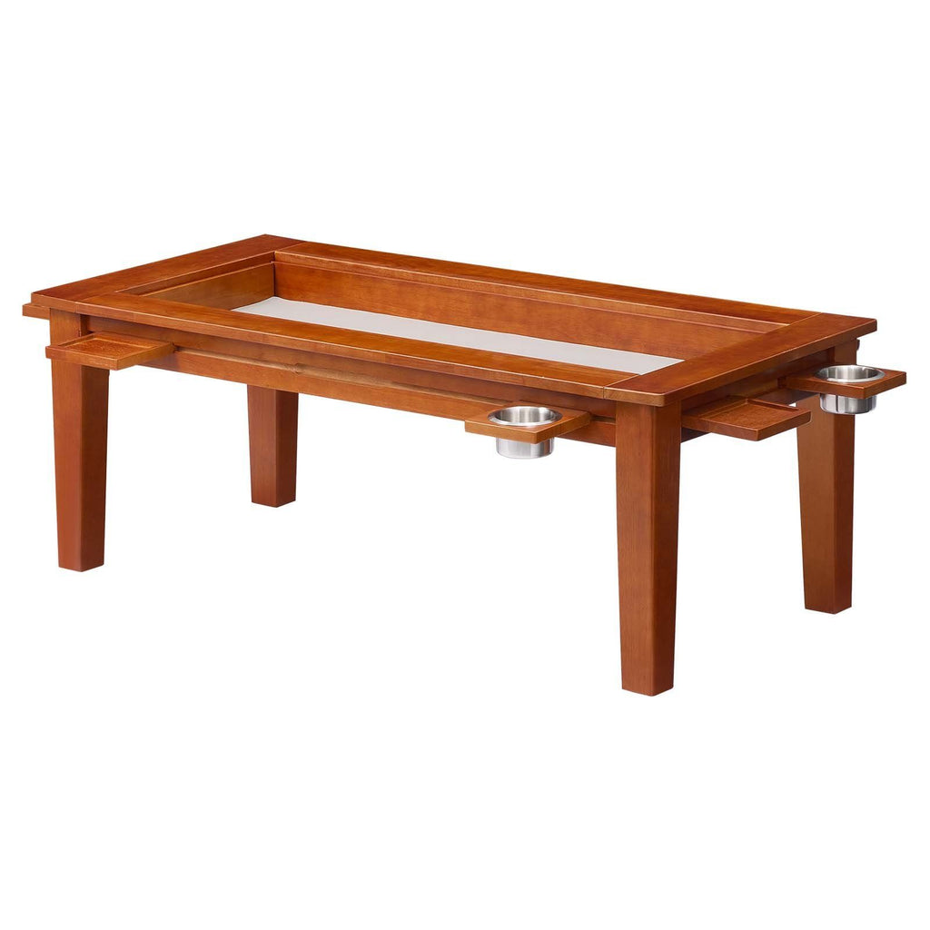 Board Game Table 2-in-1 Gaming and Dining Table 47.2 x 23.6 x 17.7 in, Roomy for 4 Players, with Removable Tabletop, Leather Gaming Mat, 4 Cup Holders & Sliding Trays, 300LBS Solid Wood Support