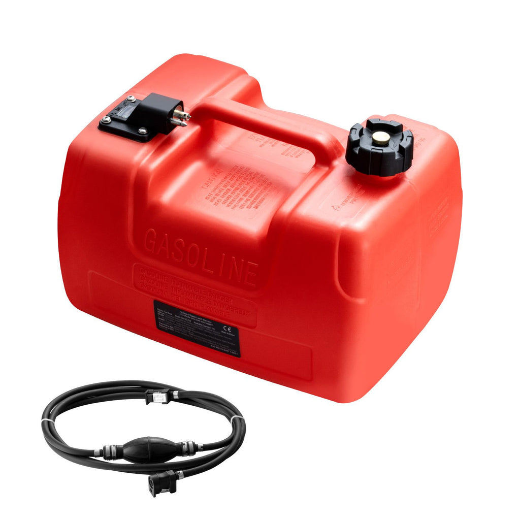 Boat Fuel Tank, 3.17-Gallon/12-L Marine Outboard Transfer Tank, Transfer Tank with 9.8ft Hose, Gauge for Outboard Engine, Yacht, Fishing Boat, Deck, Red