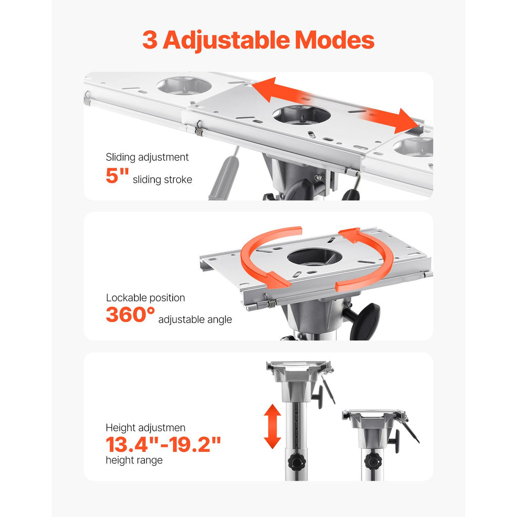 Boat Seat Pedestal, Adjustable Height from 13.39 to 19.2 Inches, Aluminum Alloy Boat Chair Base with Slide, 5-inch Sliding Travel, Locking Design, Ideal for Fishing and Boating Enthusiasts image 2