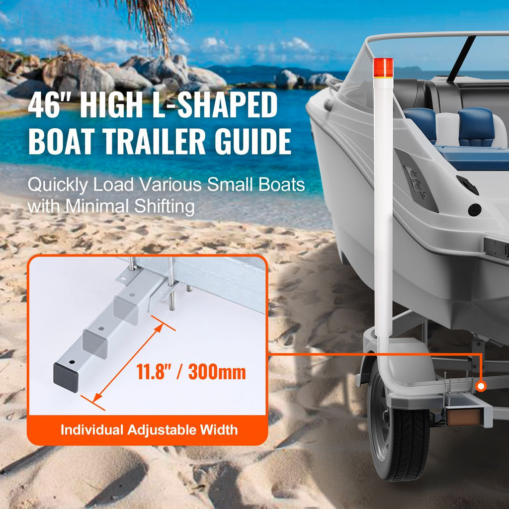 Boat Trailer Guide, 40″ with LED Light Trailer Guide Poles, 2PCS High-Hardness Steel Trailer Guide-Ons, Trailer Guides with PVC Pipes, for Ski Boat, Fishing Boat or Sailboat Trailer