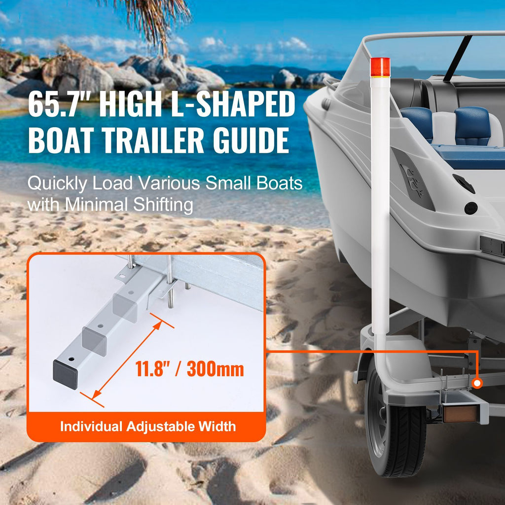 Boat Trailer Guide, 60″ with LED Light Trailer Guide Poles, 2PCS High-Hardness Steel Trailer Guide-Ons, Trailer Guides with PVC Pipes, for Ski Boat, Fishing Boat or Sailboat Trailer