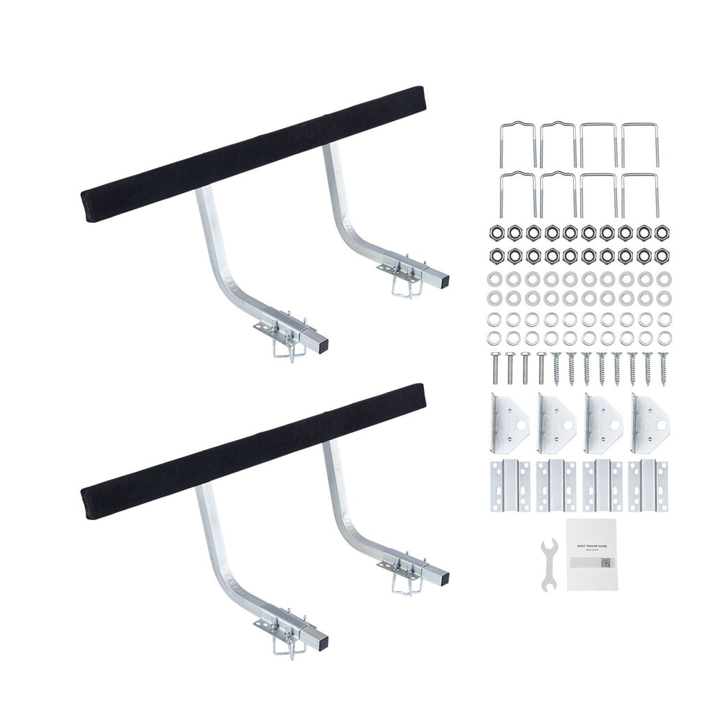 Boat Trailer Guides, 16.7 in/18.7 in Height Adjustable Trailers Guide, 2PCS Thickened Steel Trailer Guide-Ons with Thick Support Pads, Fits L-Beam, Box or C-Channel Bunk-Style Pontoon Trailers