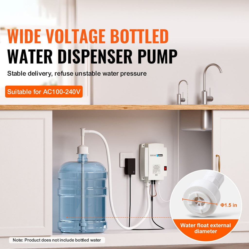 Bottled Water Dispenser Pump System, 5 Gallon Dispensing System, Automatic Electric Water Dispenser, Single Inlet Water Jug Pump, Compatible Use with Coffee/Tea Machine, Refrigerator, Ice Maker