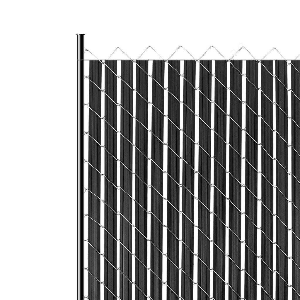 Bottom Locking Privacy Slats, Double-Wall Vertical Bottom-Locking Slats with Wings for Chain-Link Fence, High-Density HDPE Chain Link Slats Ideally Fit 6' High Fence for Garden and Farm(Black)