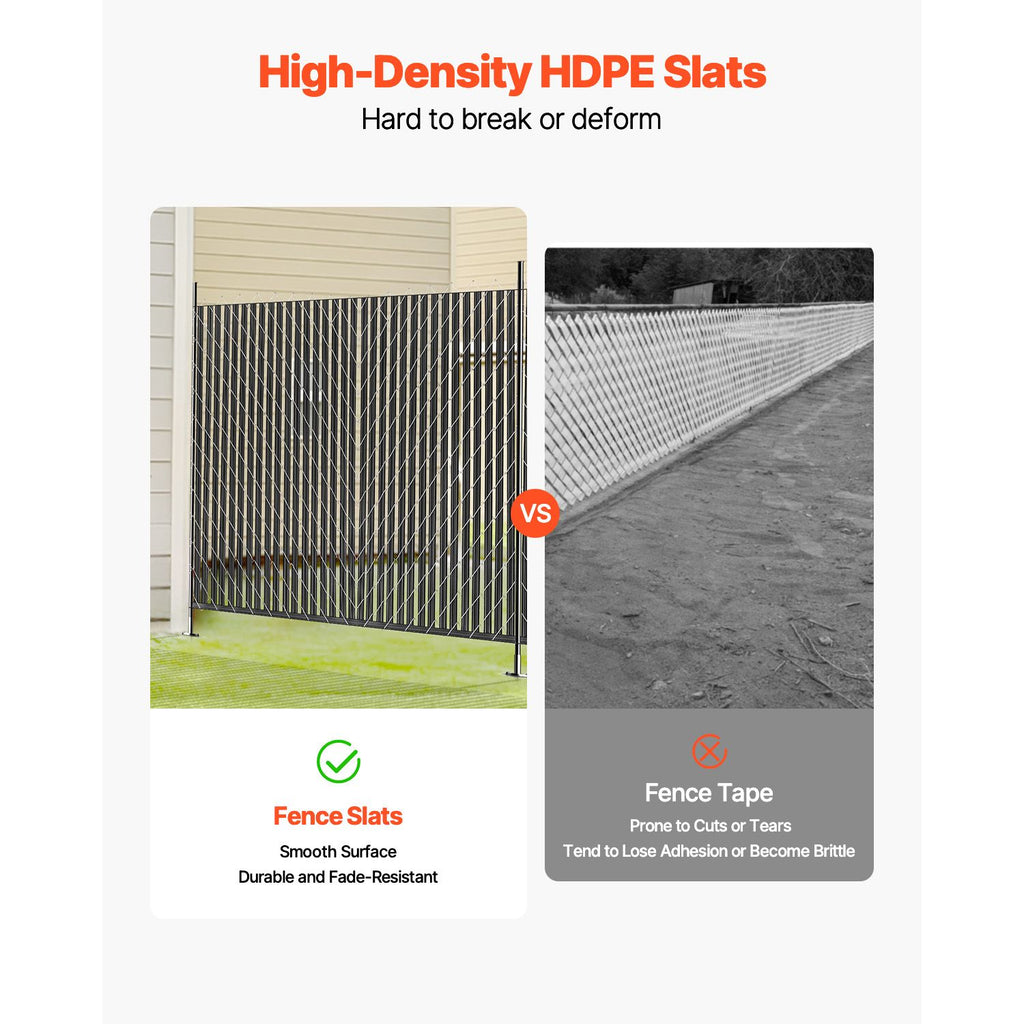 Bottom Locking Privacy Slats, Single-Wall Vertical Bottom-Locking Slats for Chain-Link Fence, High-Density HDPE Chain Link Slats Ideally Fit 6' High Fence for Garden, Farm, Sports Field(Black)