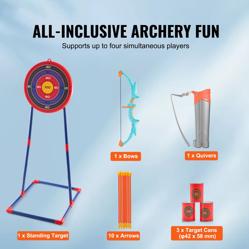 Bow and Arrow Set for Kids, LED Light Up Archery Set with 10 Suction Cup Arrows, Standing Target, Quiver, 3 Target Cans, Outdoor Toy for Boys & Girls 6 7 8 9 10+ Years Old, Birthday Gift for Kid image 2