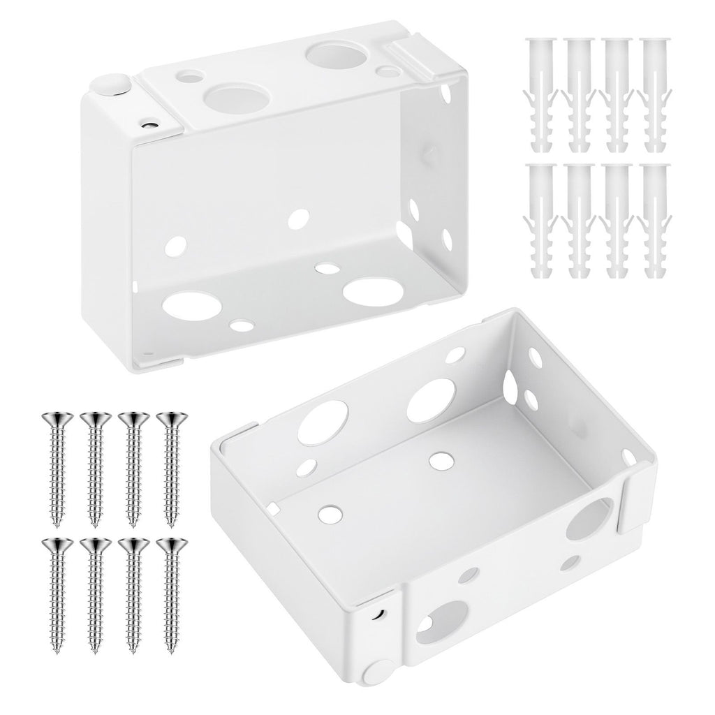 Box Mounting Brackets, 2 Pcs, Box Blind Bracket for Window Blinds, Fit for 1.5 x 2.25 inch Headrails, with Self-Tapping Screws and Expansion Tubes, Sturdy Iron, for Blinds Installation, White