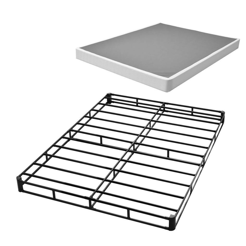 Box Spring, Queen Size Bed Frame with Washable Fabric Cloth, Heavy Duty Metal Frame for Queen Bed, 5 in Mattress Foundation, 3500 lbs Max Weight Capacity, Easy Assembly, 79.1L x 59.6W x 5.1H in