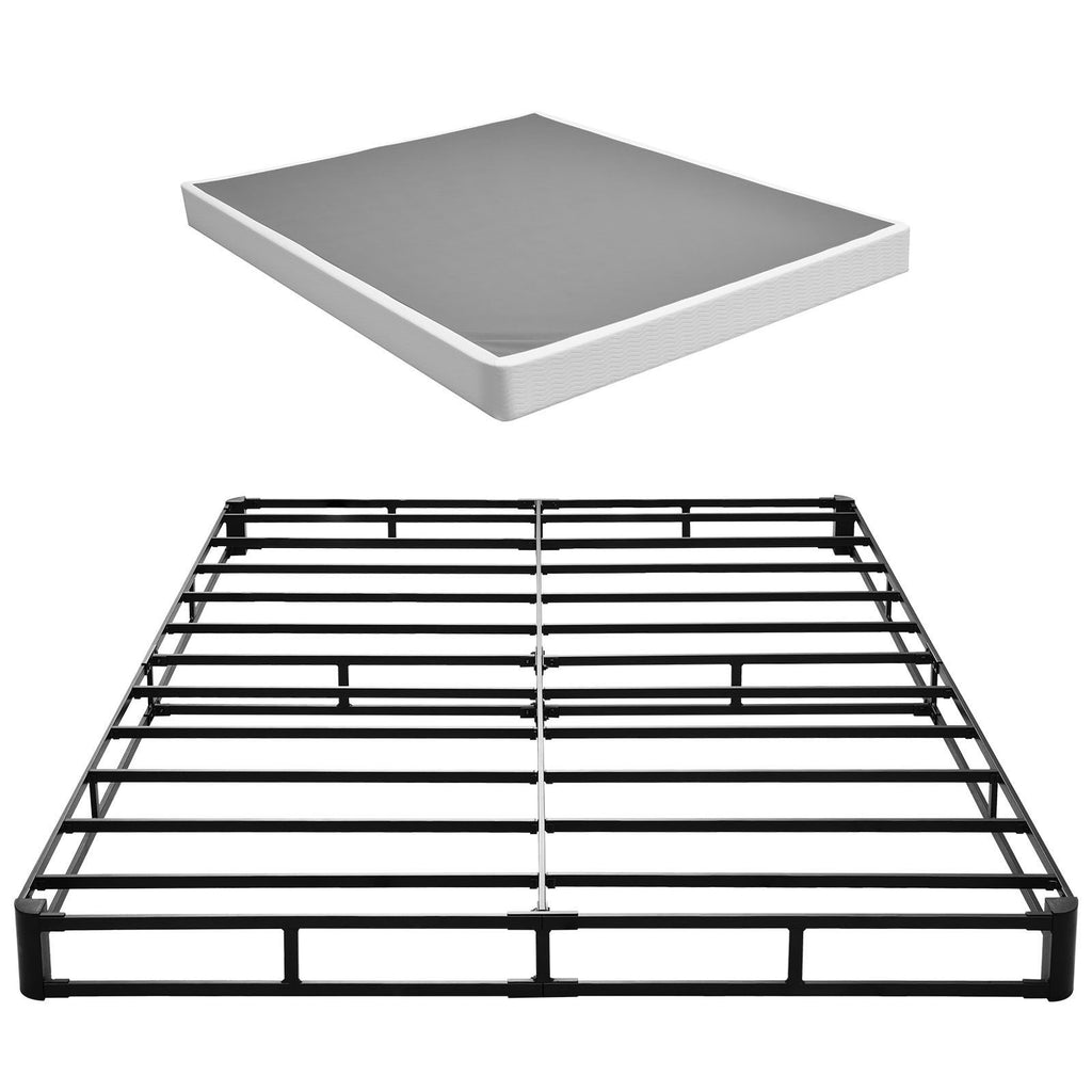 Box Spring, Queen Size Bed Frame with Washable Fabric Cloth, Heavy Duty Metal Frame for Queen Bed, 5.1 in Mattress Foundation, 3500 lbs Max Weight Capacity, Easy Assembly, 79.1 x 59.6 x 5.1 in