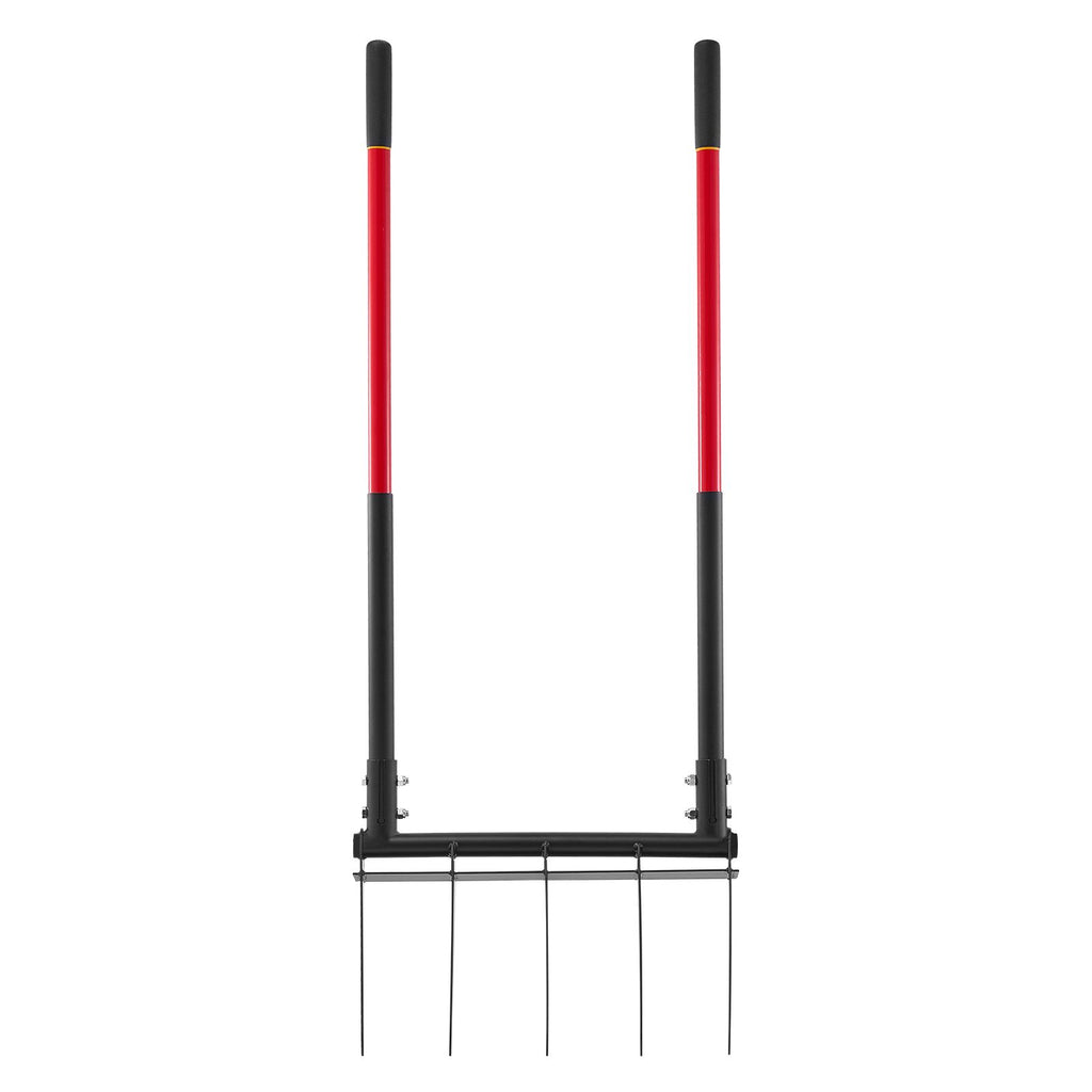 Broad Fork, 5-Tine Pitchfork with Dual Fiberglass Handles, Heavy Duty Garden Fork , Ergonomic U-Shaped Design Broadfork Hand Tiller, Gardening Tool for Composting Transplanting Aeration