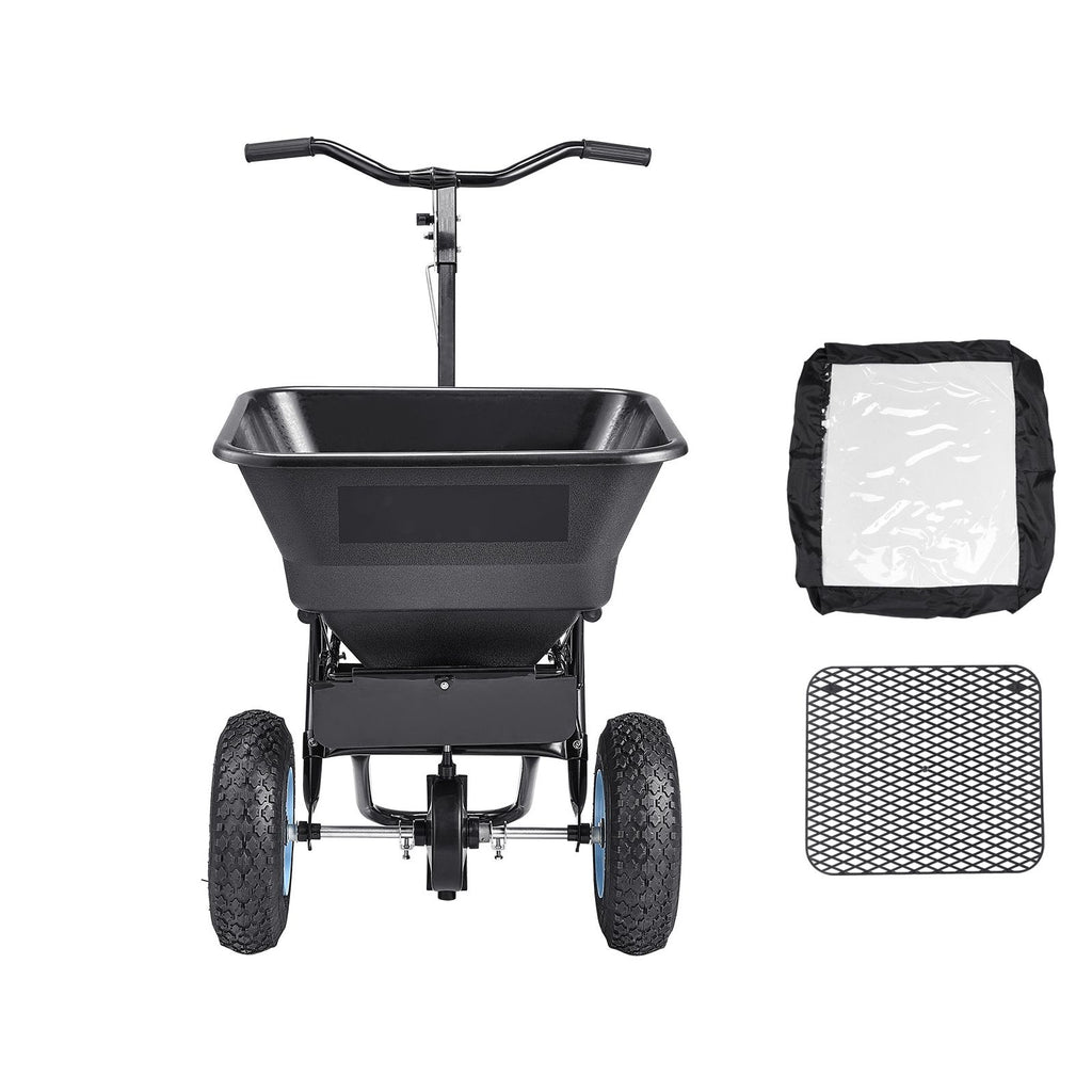 Broadcast Spreader, 100LBS4Capacity, Walk-Behind Push Spreader, 0-9.8ft Spreading Width, 13 in All Terrain Pneumatic Tires, Lawn Spreaders with Hopper Grate, for Seed, Fertilizer, Salt, Ice Melt