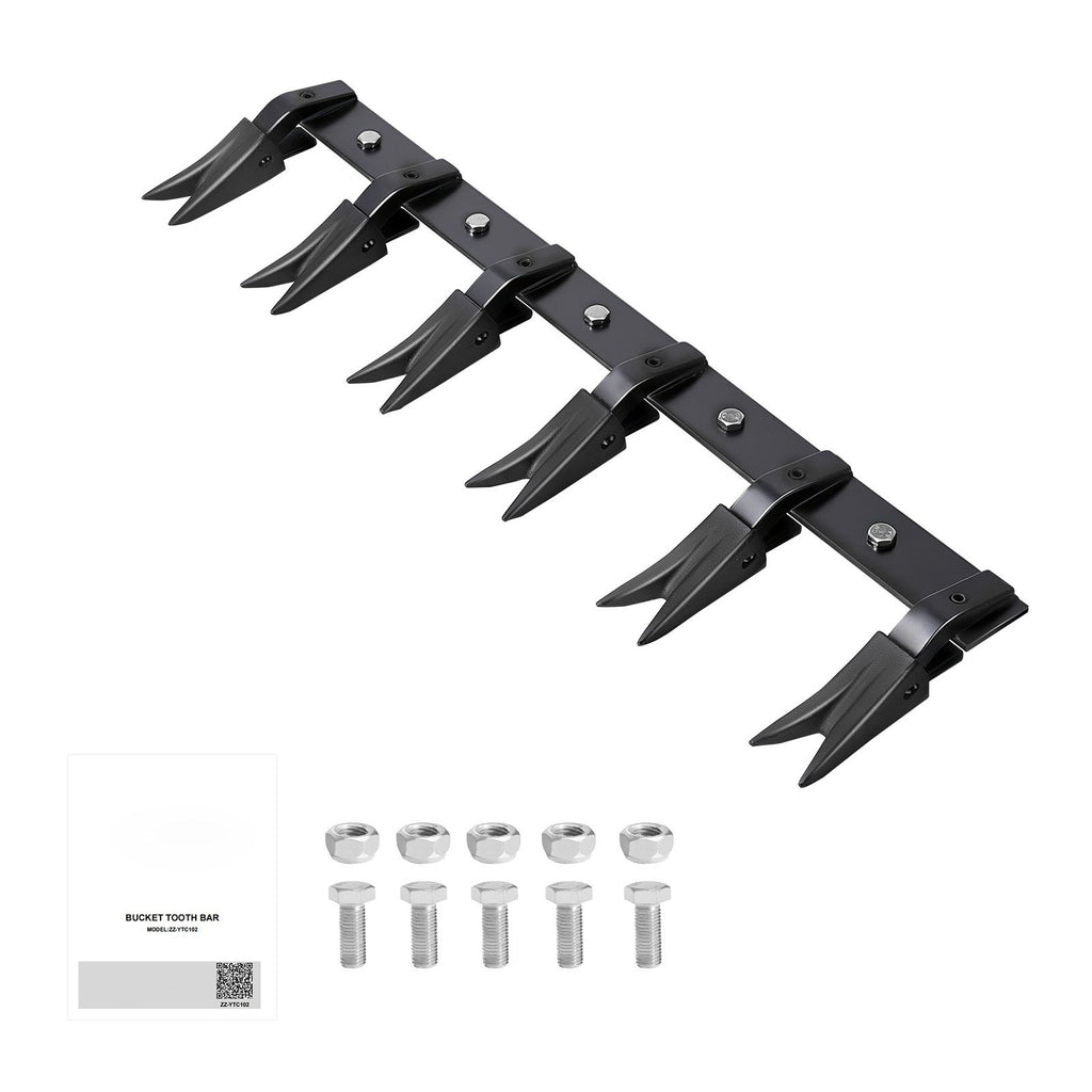 Bucket Tooth Bar,45.2 in Heavy Duty 6 Teeth Tractor Bucket Bar for Tractor Loader Skidsteer, 4560 lbs Load Capacity, Bolt On Teeth Bars for Buckets Protection Efficient & Soil Excavation