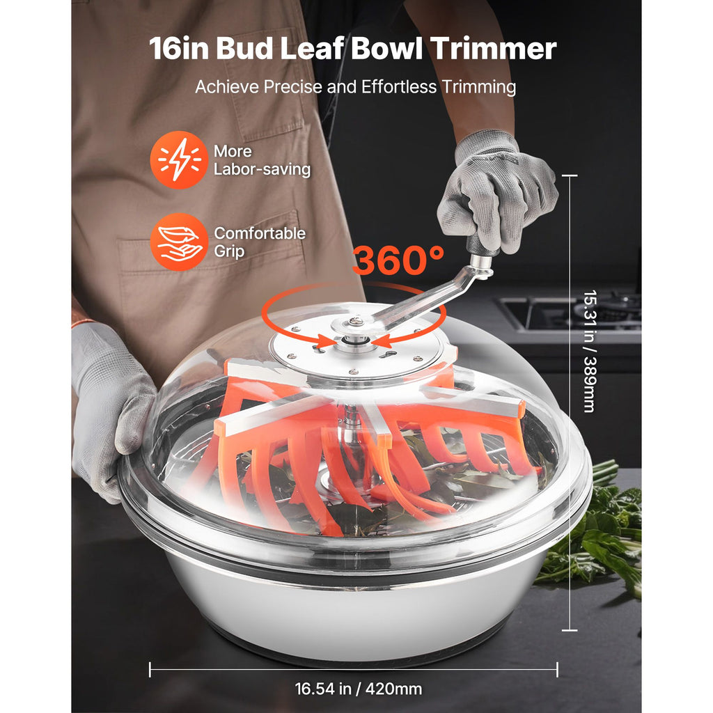 Bud Leaf Bowl Trimmer, 16 in Manual Bud Trimmer, with Sharp Stainless Steel Blades, Visual Cutting, Wet & Dry Hydroponic Cutting Machine, Twisted Spin Cut for Plants Leaves Buds Flowers image 2