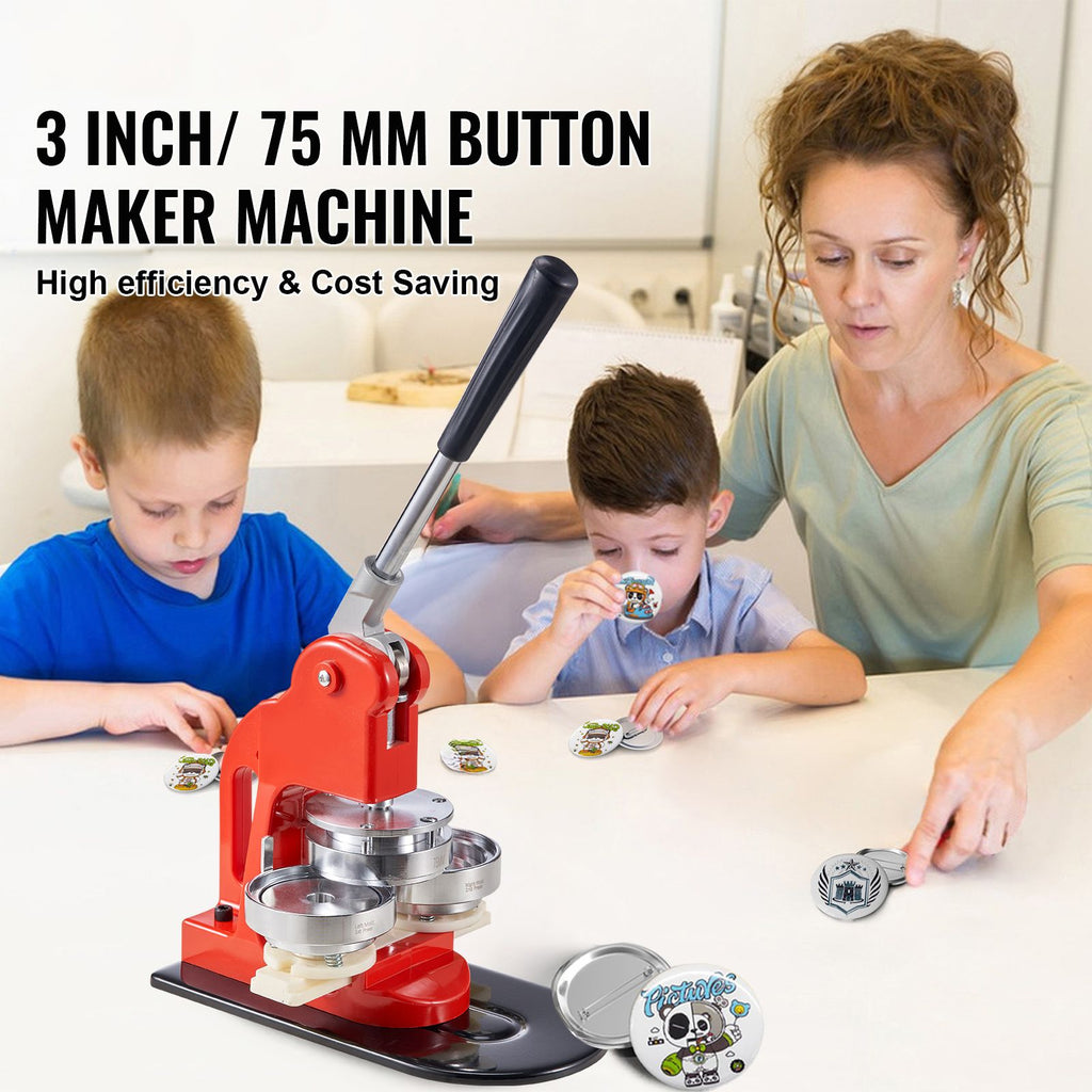 Button Maker Machine, 75 mm (3 inch) Badge Punch Press Kit, Children DIY Gifts Pin Maker, Button Making Supplies with 500pcs Button Parts & Circle Cutter & Magic Book