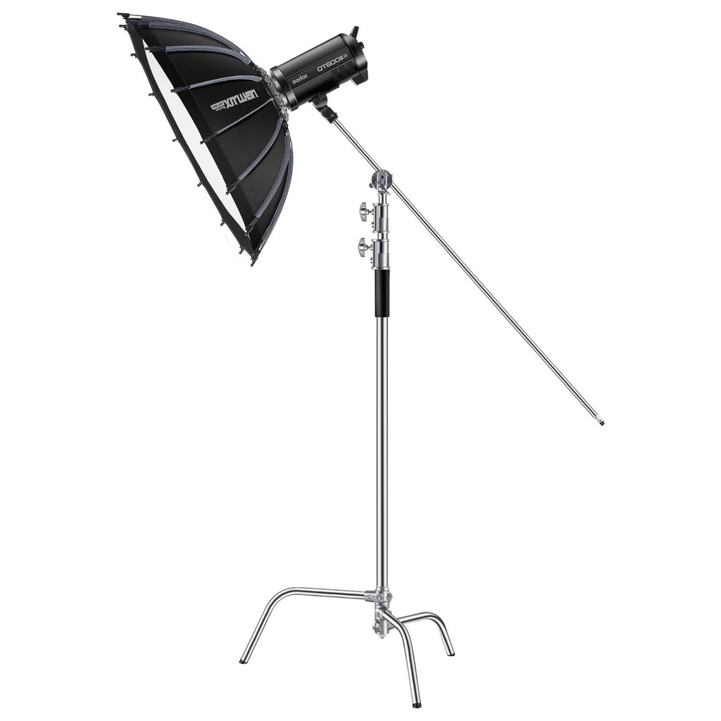 C Stand, Max Height 10.83 ft/330 cm, Stainless Steel Heavy Duty Photography Light Stand with 4.8-9.8 ft Adjustable Height, 44 lbs/20 kg Load Capacity for Studio Softbox, Monolight, Reflector