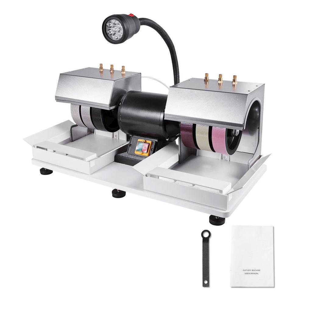 Cabbing Machine, 6" 1/4HP 1800rpm Efficient, Lapidary Rock Grinder Polisher With Lamp & Water Pump, Gem Faceting Machine, Rock Grinding Machine for Gem Jade Stone, Create Cabochons for Necklaces