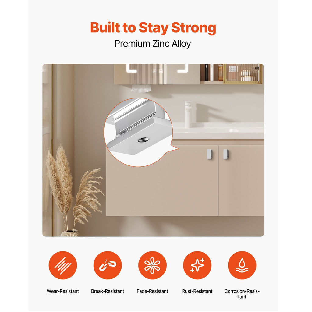 Cabinet Knobs, 10 Pack, 1.42 Inch Zinc Alloy Drawer Pulls Door Handles, Rectangular Kitchen Dresser Solid Knobs, Cupboard Hardware with Screws for Bathroom Closet Cabinets Drawers, Chrome Color