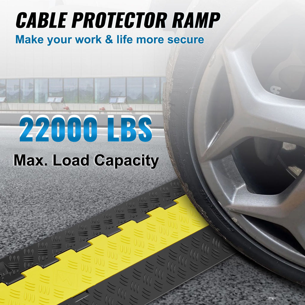 Cable Protector Ramp, 2 Channel, 22000 lbs/axle Capacity Heavy Duty TPU Wire Cord Cover Ramp Hose Protector Ramp Driveway, Traffic Speed Bump with TPR Flip-Open Top Cover, for Indoor & Outdoor image 2
