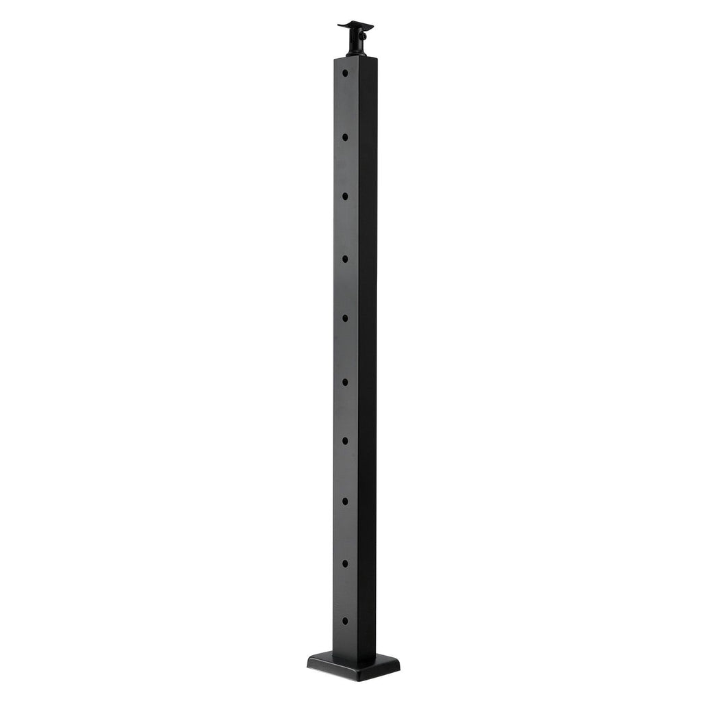 Cable Railing Post, 36x1x2 Inch Level Deck Stair Posts, 1-Pack Stainless Steel Cable Handrail Post, Pre-Drilled Pickets with Mounting Bracket Stair Railing Kit, Black, 1JZLGZXHS914LZA6X001V0