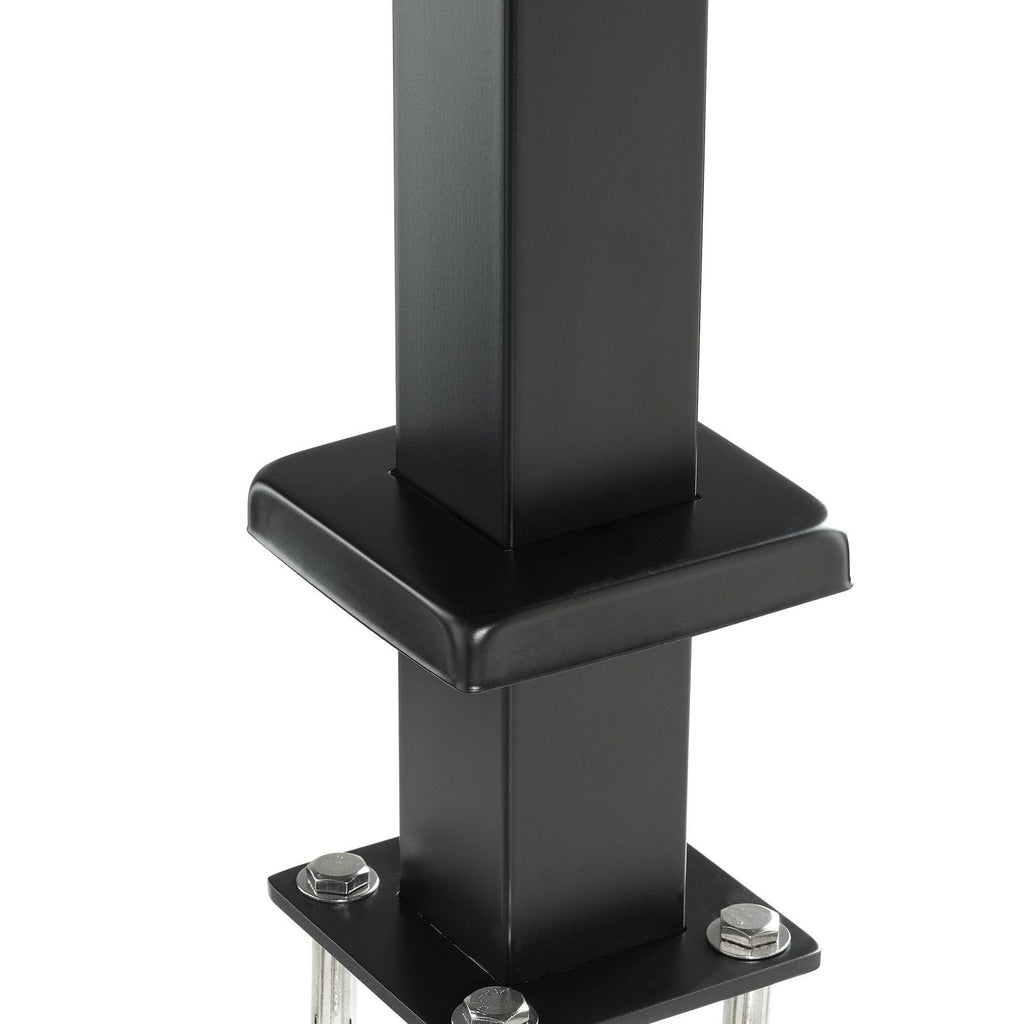 Cable Railing Post, 42" x 2" x 2" Steel Level Deck Railing Post Without Holes, SUS304 Stainless Steel Cable Rail Post, Stair Handrail Post with Horizontal and Curved Bracket, 1-Pack, Black
