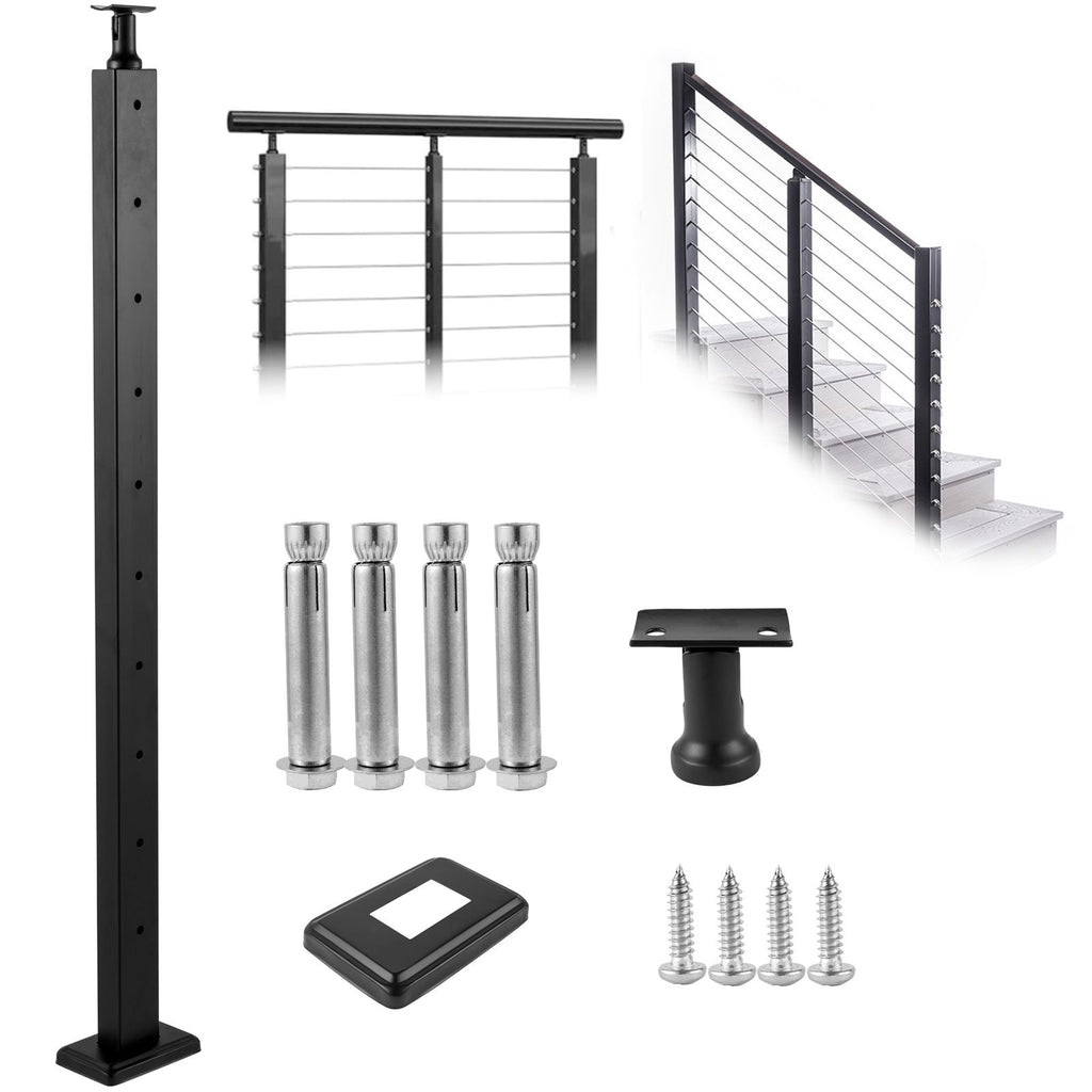 Cable Railing Post Level Deck Stair Post 106.7 x 2.5 x 5 cm Cable Handrail Post Stainless Steel Brushed Finishing Deck Railing Pre-Drilled Pickets with Mounting Bracket LGZH106.72.55CQ93V0