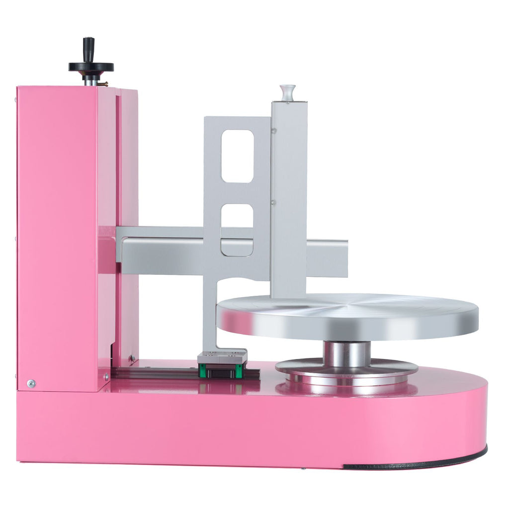 Cake Decorating Machine, Cake Cream Spreading Coating Smearing Machine, Low Noise Cake Frosting Machine, Turntable with Adjustable Scraper, for 6" to 14" Cake, 25-320RPM Rotating Speed, Pink