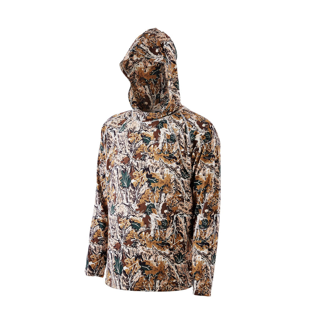 Camo Hoodie, Large Size, Men Pullover Hooded Sweatshirt, Moisture Wicking & Breathable, Quick-dry, Hiking Fishing Shirt with Hood, Long Sleeves Hunting Shirts for Spring & Summer Outdoor Work
