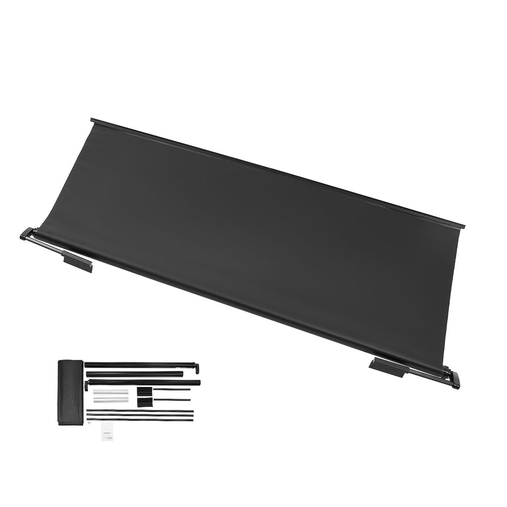 Camper Awning Fabric Replacement, 1" to 7', Weatherproof Durable Slide Topper Awning with Bracket, Heavy Duty Slide Topper Awning with Stainless Steel Material, Fit for RV & Motorhome(Black)