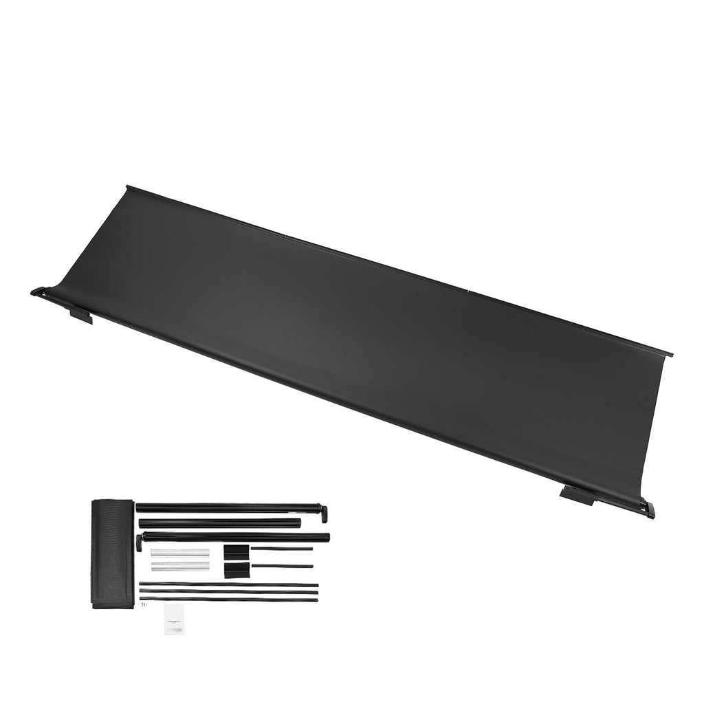 Camper Awning Fabric Replacement, 7" to 12', Weatherproof Durable Slide Topper Awning with Bracket, Heavy Duty Slide Topper Awning with Stainless Steel Material, Fit for RV & Motorhome(Black)