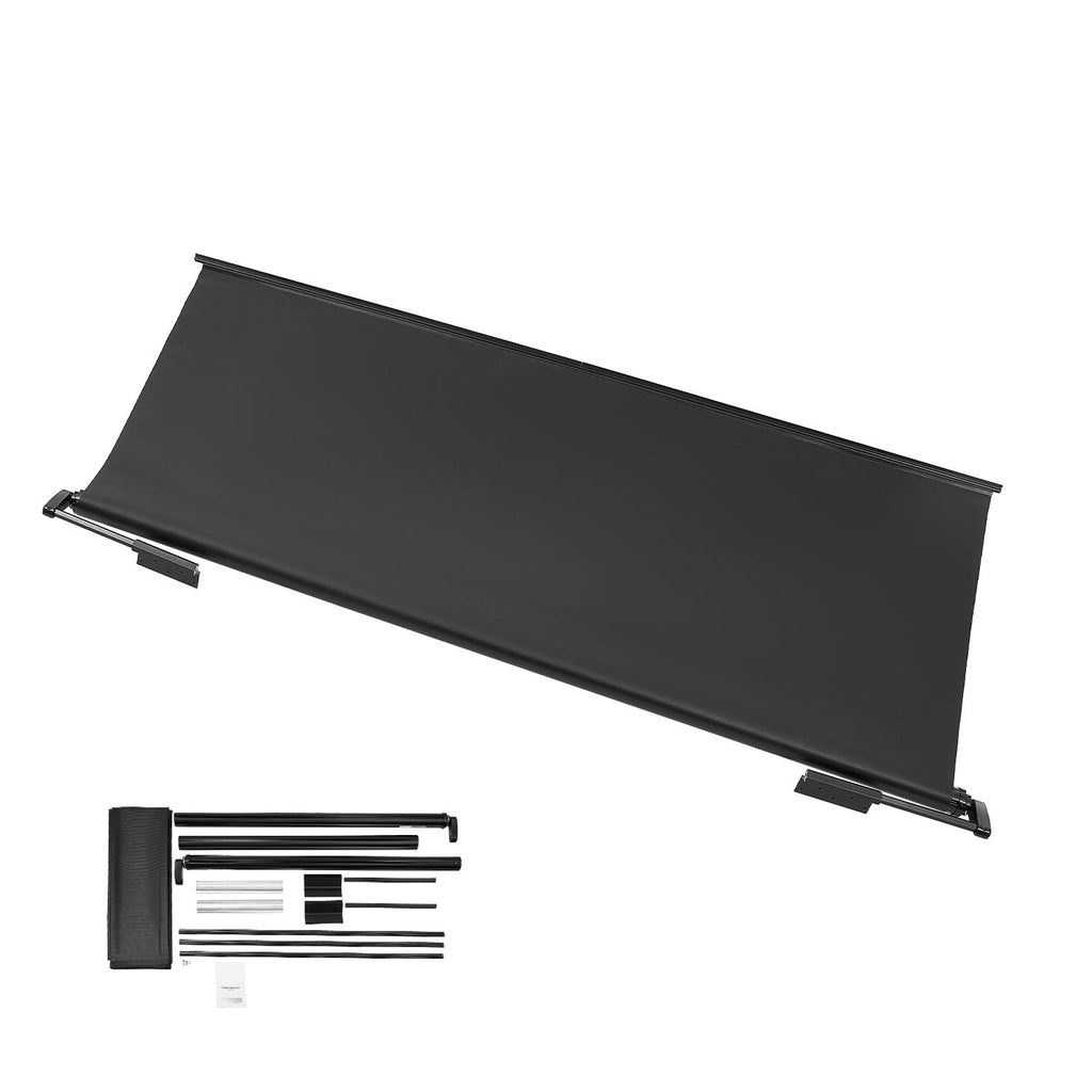 Camper Awning Fabric Replacement, 7" to 7', Weatherproof Durable Slide Topper Awning with Bracket, Heavy Duty Slide Topper Awning with Stainless Steel Material, Fit for RV & Motorhome(Black)