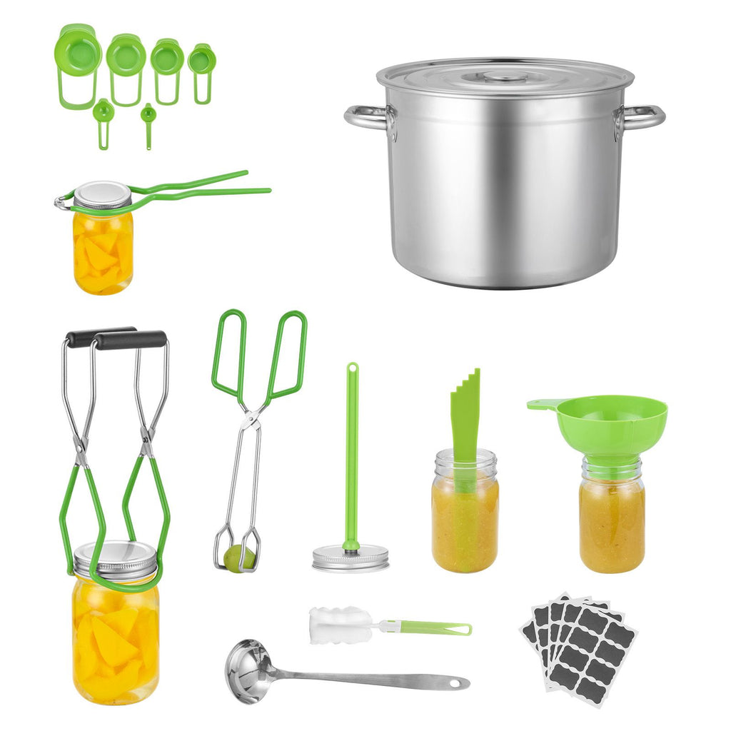 Canning Supplies Starter Kit, 11 Pieces Stainless Steel Water Bath Canning Kit for Beginners, Canning Tools Set: Pot, Rack, Lid, Ladle, Funnel, Tongs, Jar Lifter, Wrench, Measuring Cup