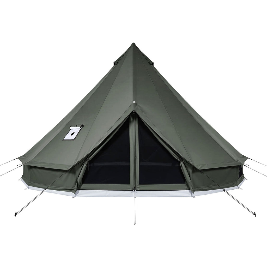 Canvas Bell Tent, 4 Seasons 16.4 ft Yurt Tent for Camping with Stove Jack, Canvas Breathable Holds up to 7 People with Zipped Detachable Floor, for Family Camping Glamping Outdoor Hunting Party