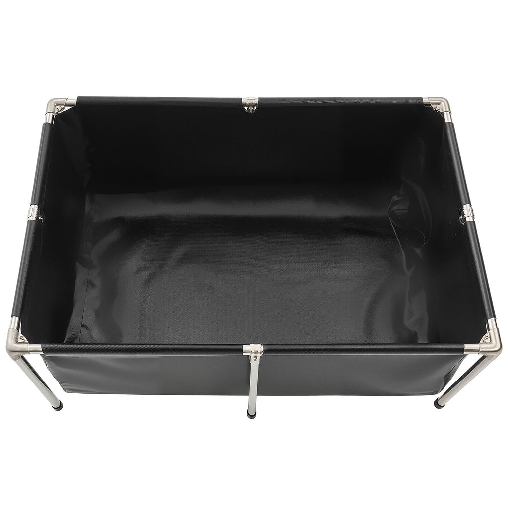 Canvas Fish Pond, 126.8 Gal Above Ground Fish Pond, Foldable PVC Koi Tank, Rectangular Goldfish Tank with Stable Frame and Drain Valve, for Aquaculture, Koi Breeding, and Irrigation (Black)