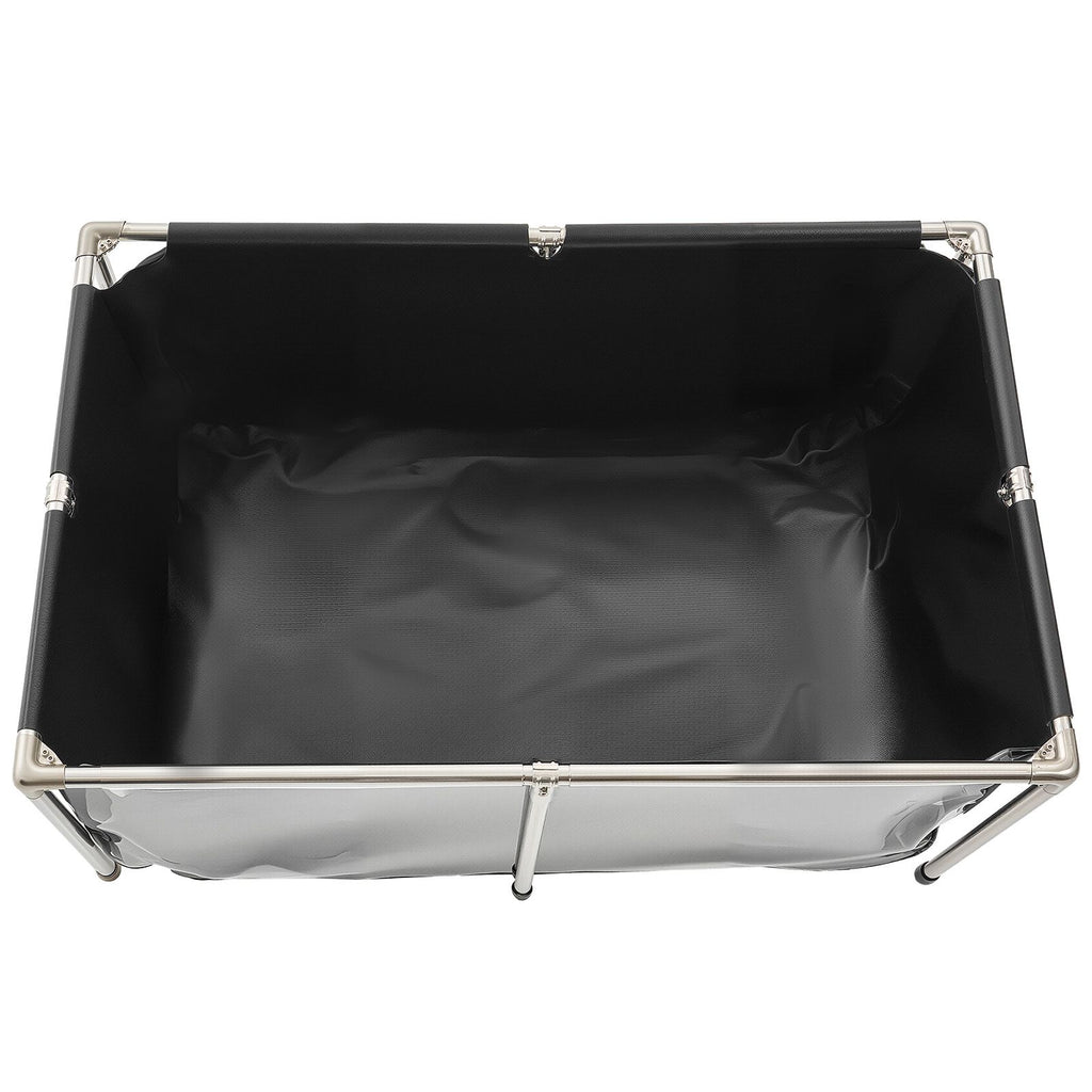 Canvas Fish Pond, 126.8 Gal Above Ground Fish Pond, PVC Koi Tank with Clear Viewing Panel, Rectangular Goldfish Tank with Stainless Steel Frame & Drain Valve, for Breeding Koi, Irrigation(Black)