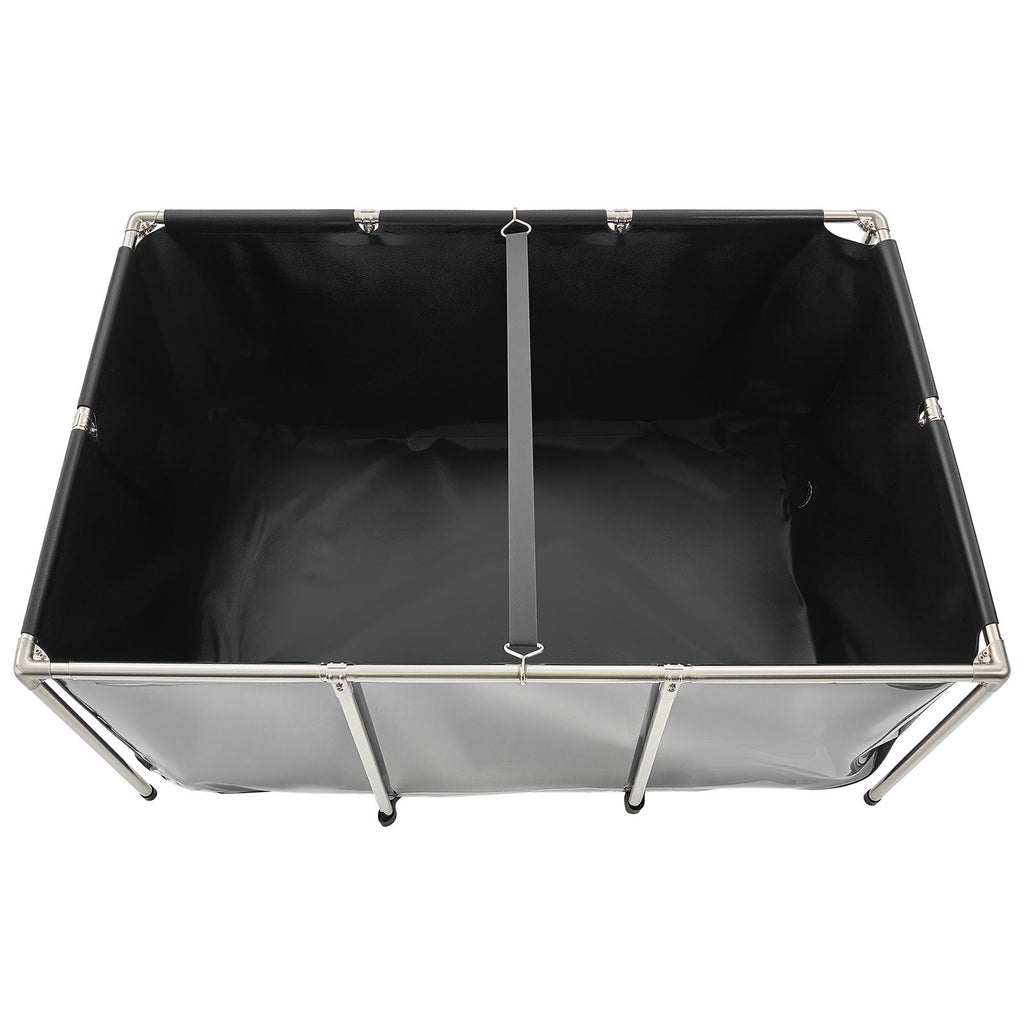 Canvas Fish Pond, 270 Gal Above Ground Fish Pond, PVC Koi Tank with Clear Viewing Panel, Rectangular Goldfish Tank with Stainless Steel Frame & Drain Valve, for Breeding Koi, Irrigation(Black)