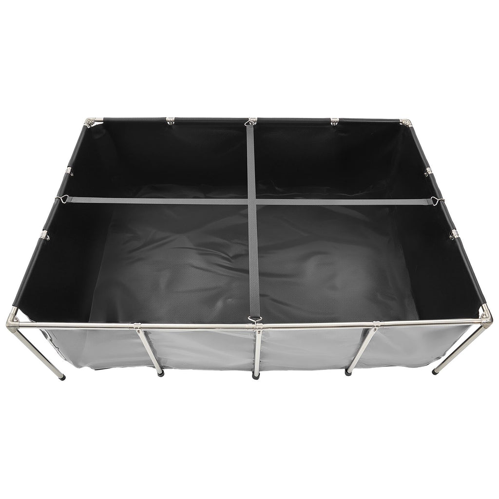 Canvas Fish Pond, 470 Gal Above Ground Fish Pond, PVC Koi Tank with Clear Viewing Panel, Rectangular Goldfish Tank with Stainless Steel Frame & Drain Valve, for Breeding Koi, Irrigation(Black)
