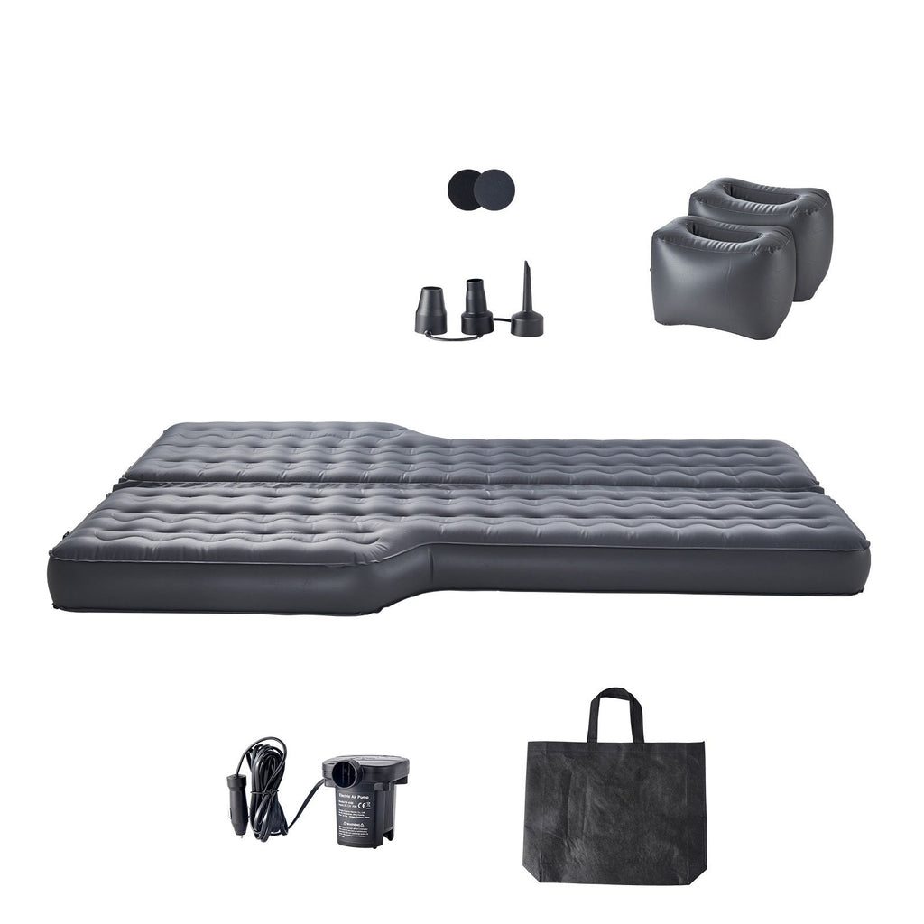 Car Air Mattress, Inflatable Car Camping Mattress, Oxford Thickened Travel Beds, Comfortable and Durable Portable Sleeping Pad with Air Pump, Nozzle, Carry Bag, Fits Most SUV MPV Sedan, Gray