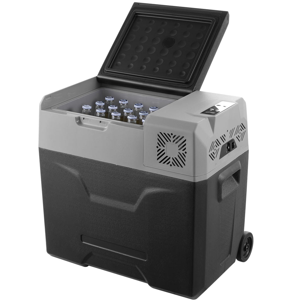 Car Refrigerator, 12 Volt Car Refrigerator Fridge, 50 L Single Zone Portable Freezer with Wheels and Handle, -4 F-68 F, 12/24V DC and 100-240V AC Compressor Cooler for Outdoor, Camping