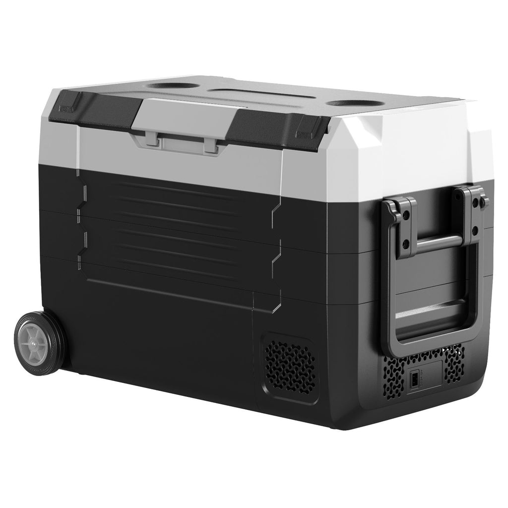 Car Refrigerator, DC 12/24V AC100-240V Compressor Electric Cooler, -4°F to 68°F Truck Refrigerator with APP Control, Wheels & Dual Zone, 37 QT Cars Cooler for RVs, Boats, Camping, Fishing