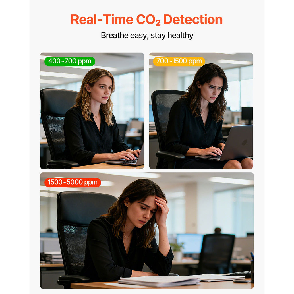 Carbon Dioxide Monitor, CO2 Controller with Temperature and Humidity Display, NDIR Sensor, Carbon Dioxide Detector for Bedside, Home, Office, Car, Lightweight & Portable