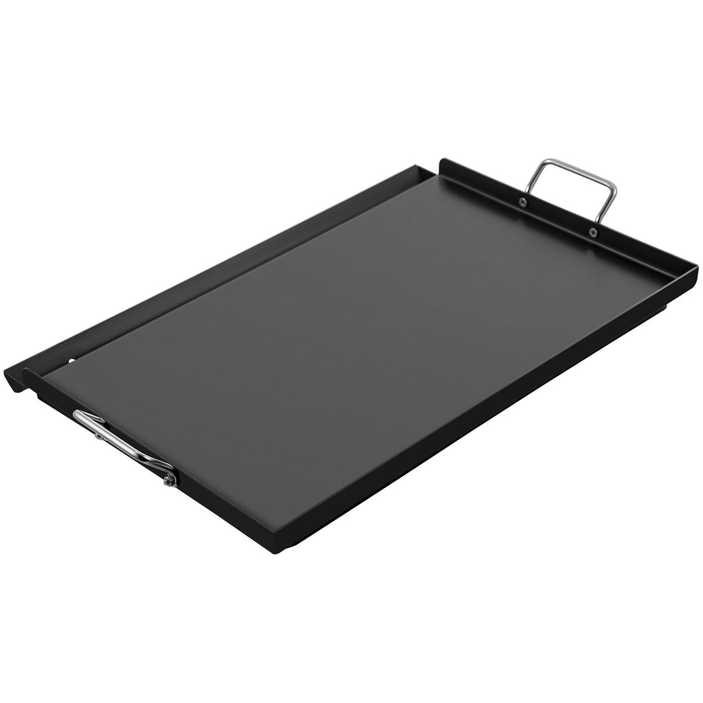 Carbon Steel Griddle, 16" x 24" Griddle Flat Top Plate, Griddle for BBQ Charcoal/Gas Gril with 2 Handles, Rectangular Flat Top Grill with Extra Drain Hole for Tailgating and Parties