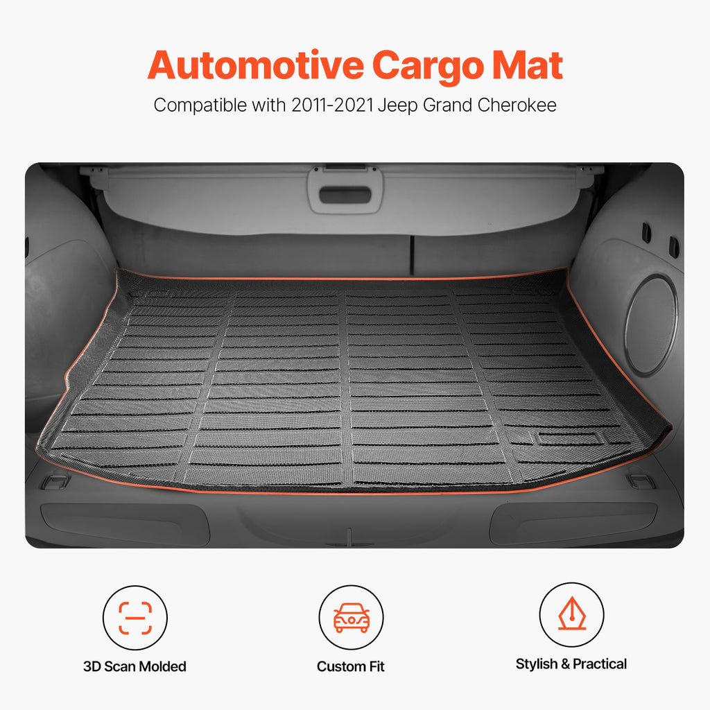 Cargo Mat Compatible with Jeep Grand Cherokee 2011-2021, Precise Fit Trunk Mat for SUVs, TPE Trunk Protector Replacement, Black (1PCS) image 2