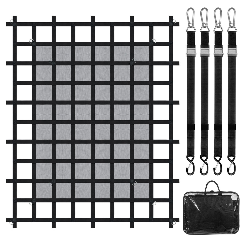 Cargo Net, 72 in x 57 in, Heavy Duty Truck Cargo Net for Truck Bed, 4 Adjustable Straps with Carabiners & S-Hooks, Wear-resistant & Weather-proof, Suitable for Pickup, Truck, Jeep, SUV, Boat
