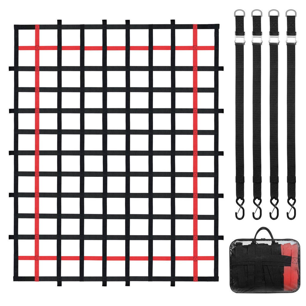 Cargo Net, 96 in x 72 in, Heavy Duty Truck Cargo Net for Truck Bed, 4 Adjustable Straps with Buckles and S-Hooks, Wear-resistant & Weather-proof, Suitable for Pickup, Truck, Jeep, SUV, Boat