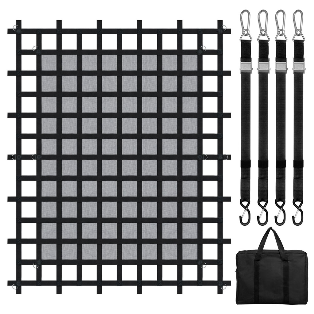 Cargo Net, 96 in x 81 in, Heavy Duty Truck Cargo Net for Truck Bed, 4 Adjustable Straps with Carabiners & S-Hooks, Wear-resistant & Weather-proof, Suitable for Pickup, Truck, Jeep, SUV, Boat