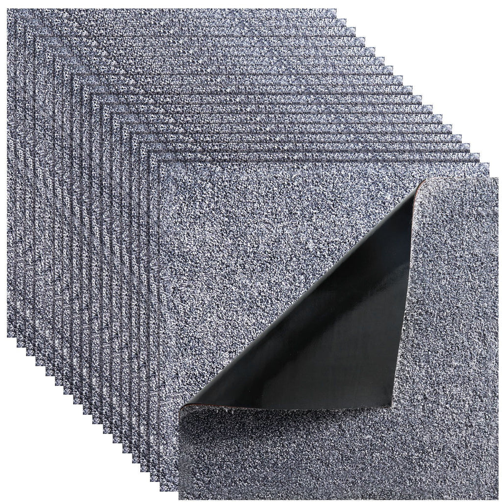 Carpet Tiles 18x18 inch, 10 Pack Carpet Square Rug Detachable & Damage-free, Self Adhesive Home Floor Soft Plush Padded for 22.5sq.ft Coverage, Easy DIY for Living Room & Bedroom, Gray