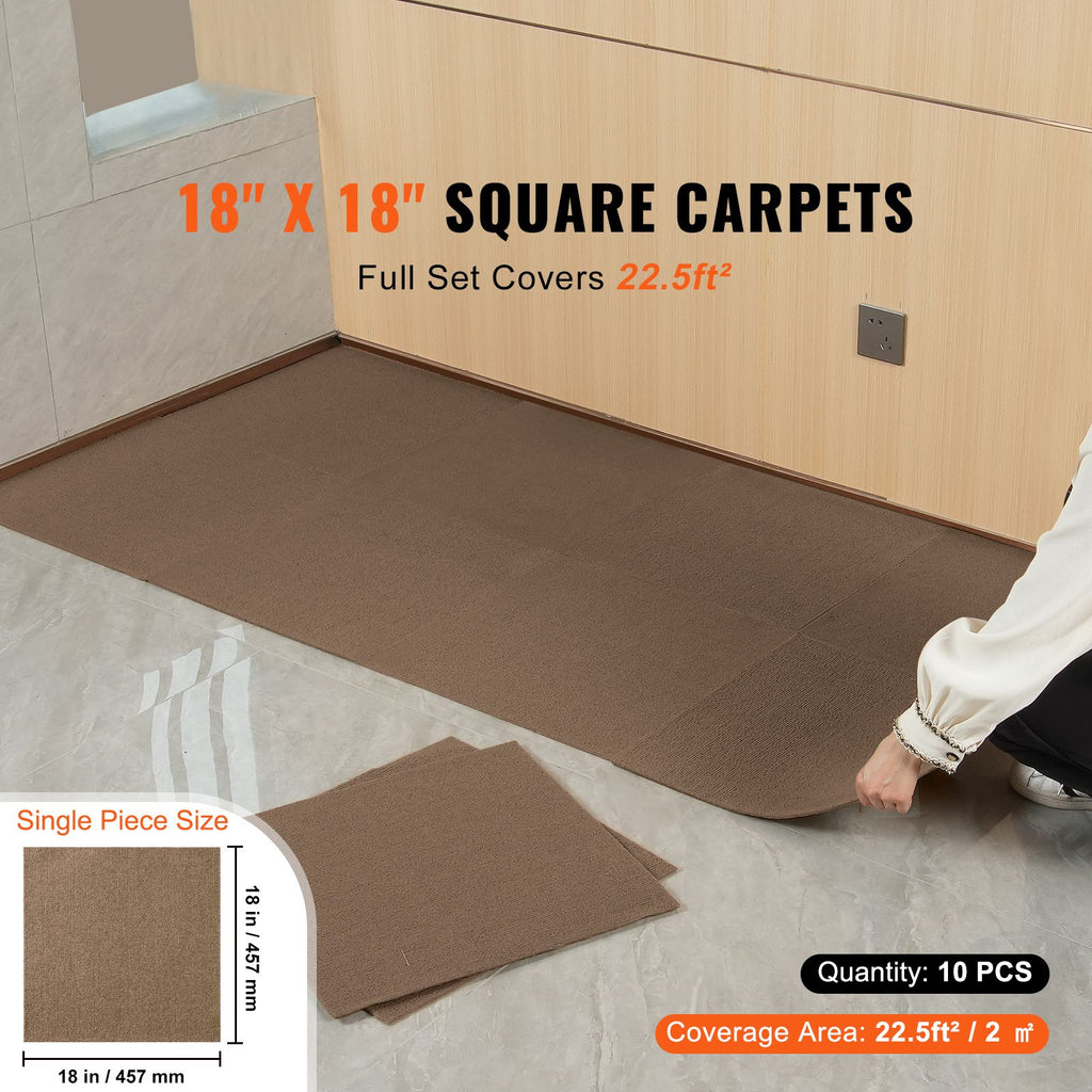 Carpet Tiles Peel and Stick, 18' x 18' Squares Self Adhesive Carpet Floor Tile, Soft Padded Carpet Tiles, Easy Install DIY for Bedroom Living Room Indoor Outdoor (10 Tiles, Dark Brown) image 2