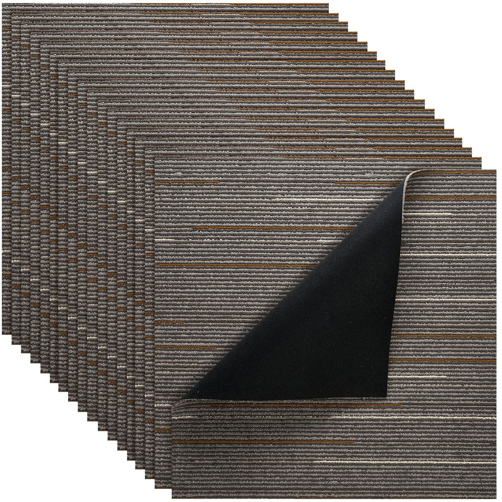 Carpet Tiles Reusable 24x24 inch, 24 PCS Modular Carpet Square Rug, Commercial Floor Soft Padded for Seamless Cover 96sq.ft, Easy DIY for Living Room Bedroom Office Indoor,Dark Brown