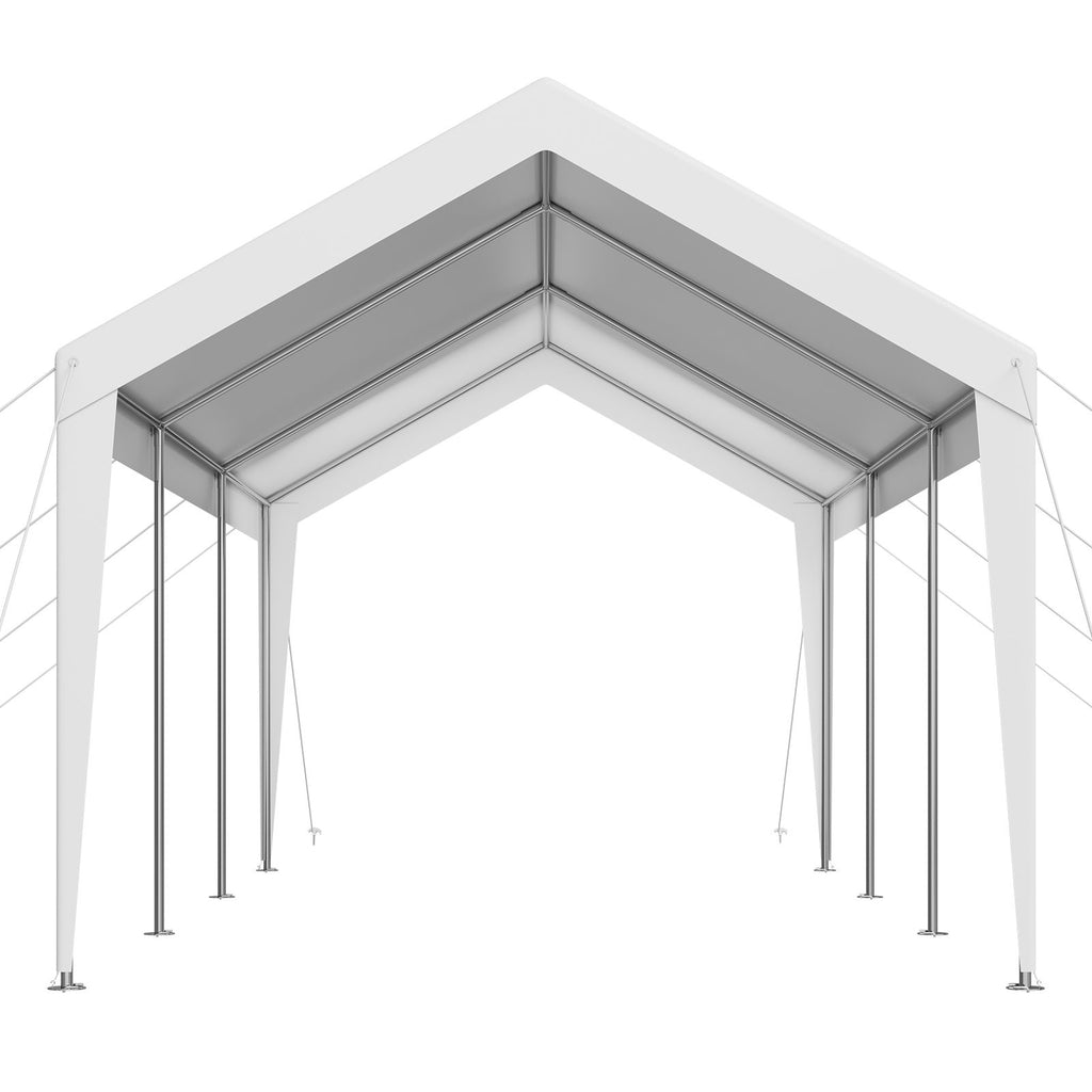 Carport, 10 x 20 FT Outdoor Car Canopy, Potable Carport, Heavy Duty Galvanized Car Shelter, UV-Resistant & Water-Resistant, All-Season Protection, Storage Shed for Boat Motorcycle White