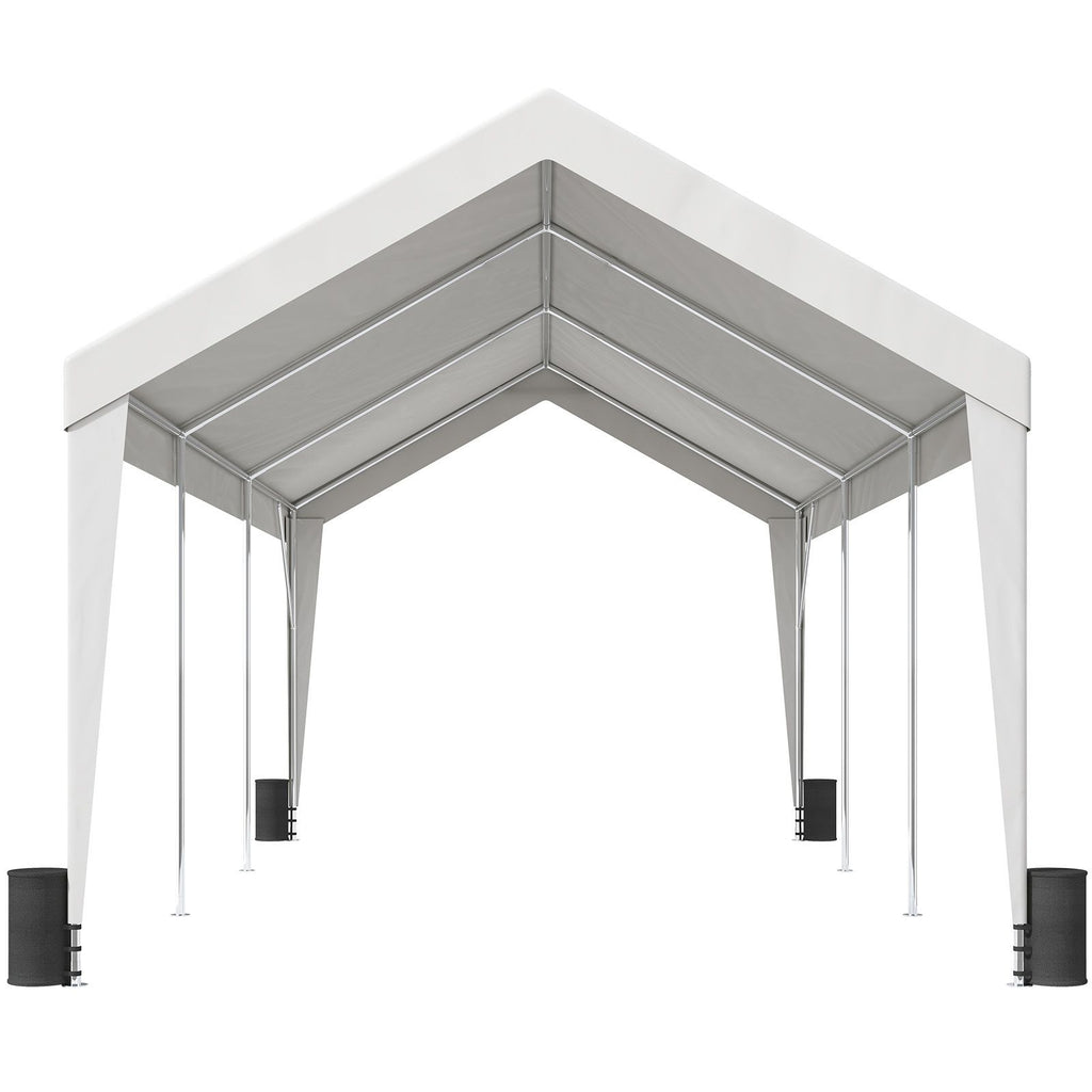 Carport, 10x20 ft Heavy Duty Car Canopy Garage Boat Shelter Party Tent with 8 Reinforced Poles and 4 Weight Bags, UV Resistant Waterproof All-Season Tarp for SUV, F150, Car, Truck, Boat